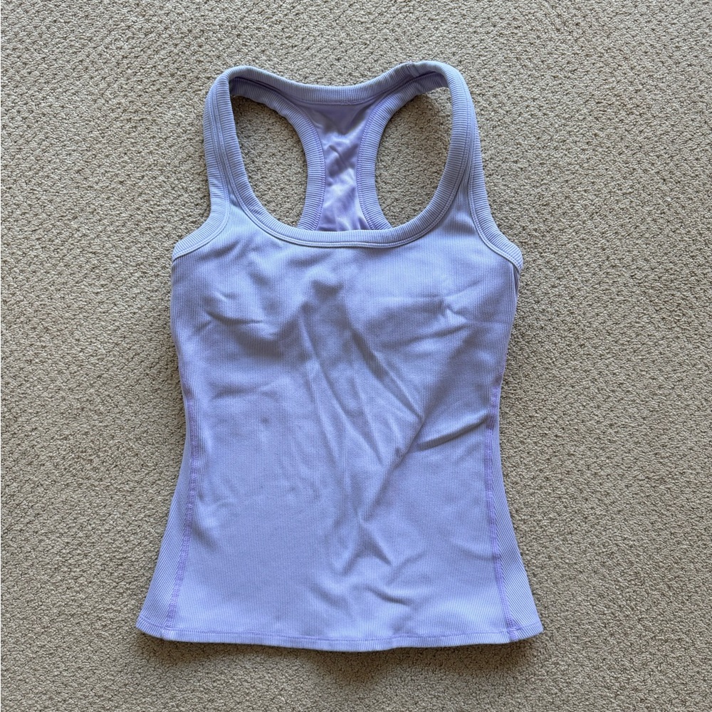 alo yoga ribbed racer back tank in lavender!